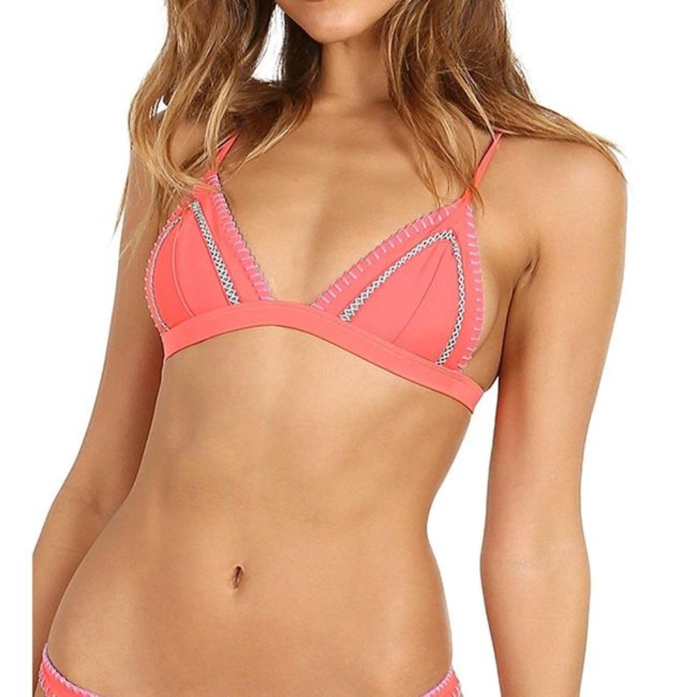 ELLEJAY - pink rosa triangle blanket stitch top